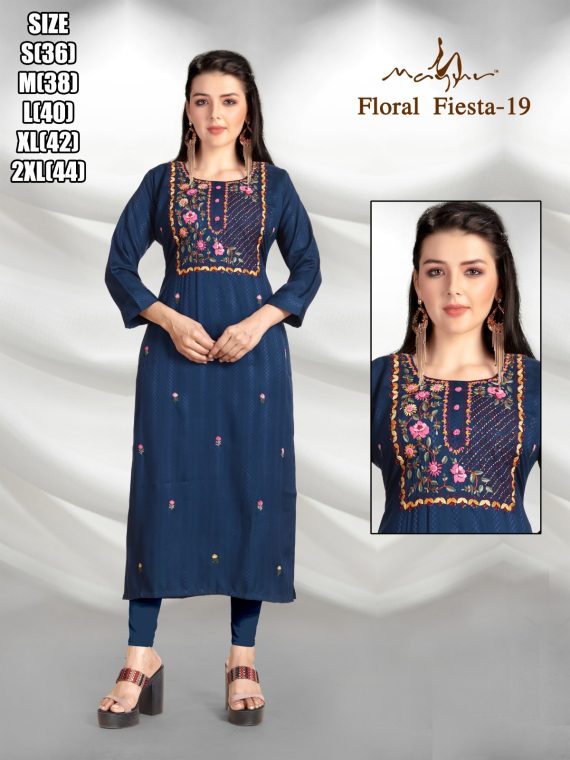 Liva Rayon With Pure Hand Work New Designer Stright Kurtis Collection