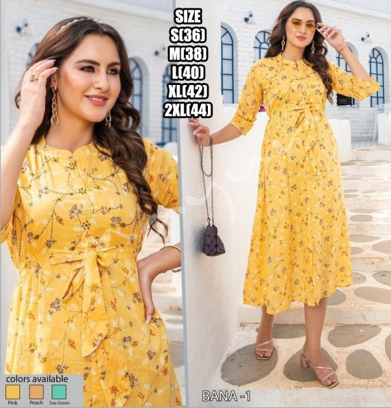 Elegance Party Wear Casual Dresses For Women's Premium Modal Printed With Hand Worked Anarkali Kurtis