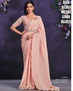 Satin Crepe Silk Stitched Saree With Cord, Sequence And Thread With Stone & Moti Worked Blouse For Parties.