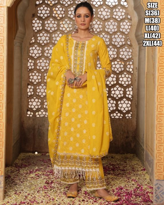 The Kurti its Straight The Waist Down To Ankles, Heavy Cotton Embroidered Long Kurti Sets