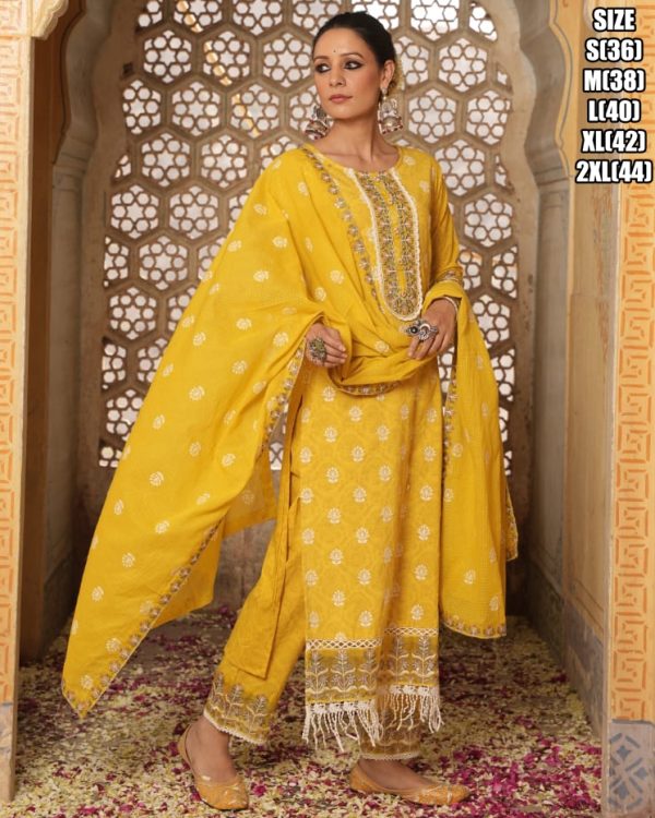 The Kurti its Straight The Waist Down To Ankles, Heavy Cotton Embroidered Long Kurti Sets