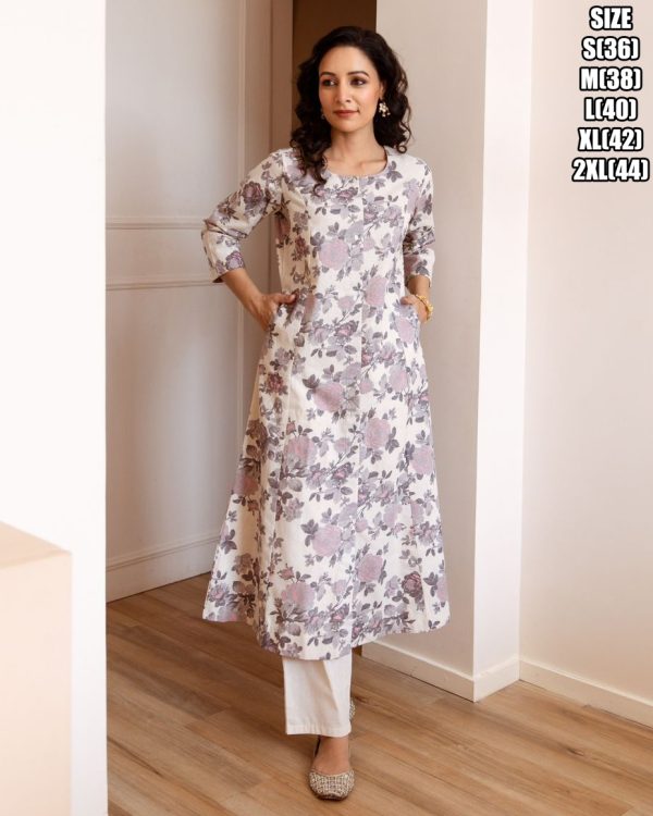Women's Cotton Printed Straight Kurti With Pent Buy Online