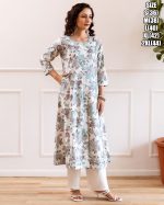 Women's Cotton Printed Straight Kurti With Pent Buy Online