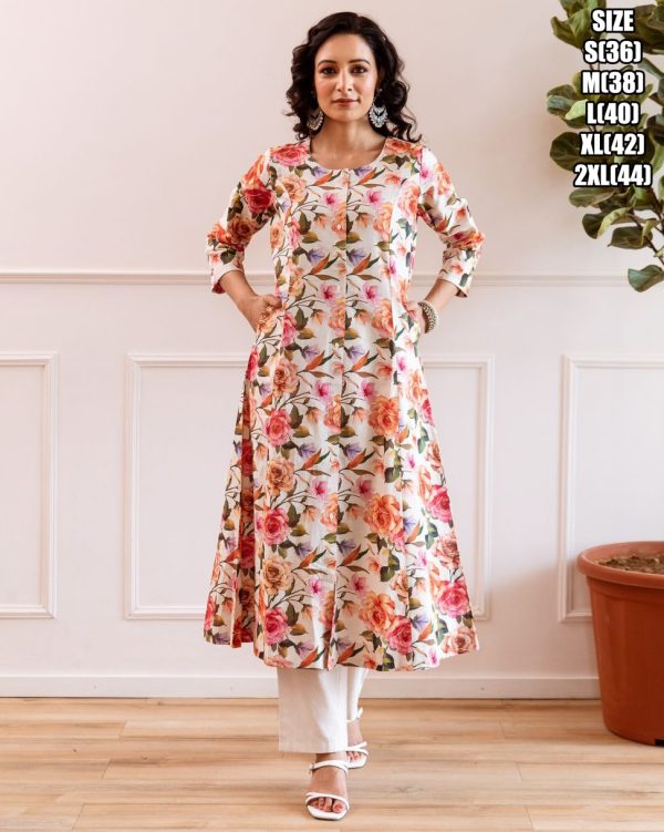 Women's Cotton Printed Straight Kurti With Pent Buy Online