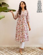 Women's Cotton Printed Straight Kurti With Pent Buy Online