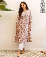 Women's Cotton Printed Straight Kurti With Pent Buy Online