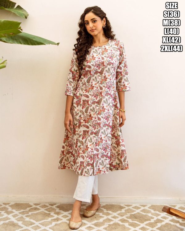 Women's Cotton Printed Straight Kurti With Pent Buy Online