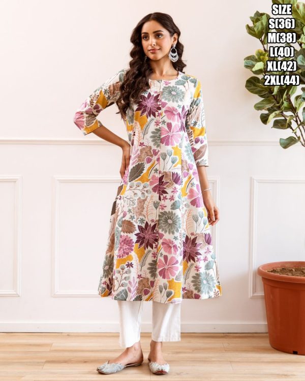 Women's Cotton Printed Straight Kurti With Pent Buy Online