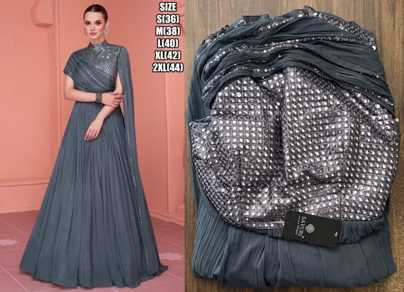 A Two Piece To Refresh Your Collections For Women's Wear Chinnon And Georgette Silk Readymade Traditional Outfits.