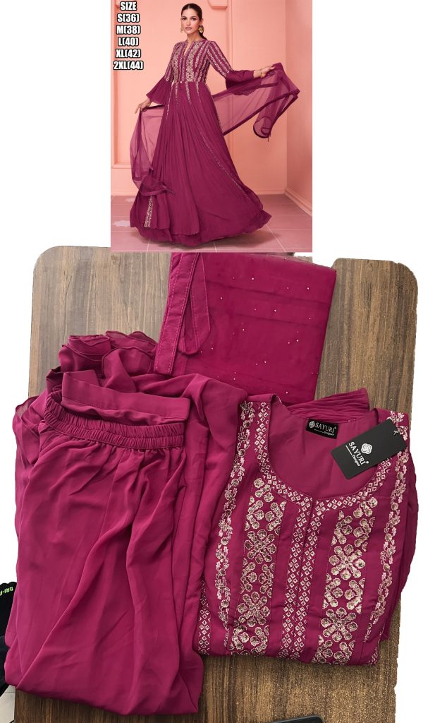 A Two Piece To Refresh Your Collections For Women's Wear Chinnon And Georgette Silk Readymade Traditional Outfits.