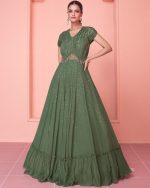 A Two Piece To Refresh Your Collections For Women's Wear Chinnon And Georgette Silk Readymade Traditional Outfits.