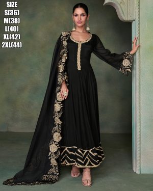 Beautiful Festive Wear Flair Anarkali Type Outfit In Silk With Embroidery Work