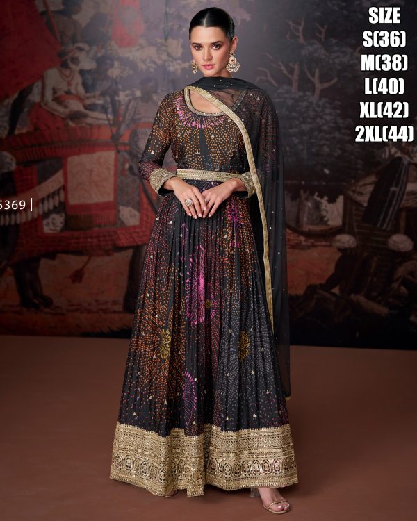 The Season's Trendiest Collection For Women's Georgette Embroidery Worked Anarkali Gown With Dupatta