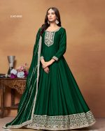 Women's Long Art Silk Gown With Dupatta Set For Wedding