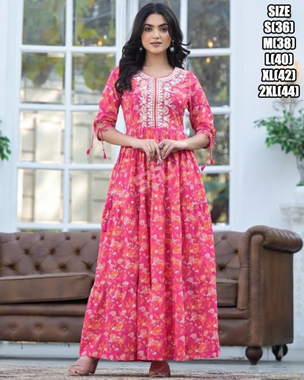 Stylish Floral Printed Sleeveless Casual Gown Maxi Ethnic Dresses