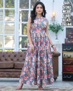 Stylish Floral Printed Sleeveless Casual Gown Maxi Ethnic Dresses