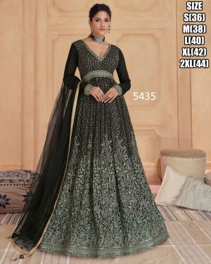 Georgette Sequins Embroidered Anarkali Gown Dupatta Set