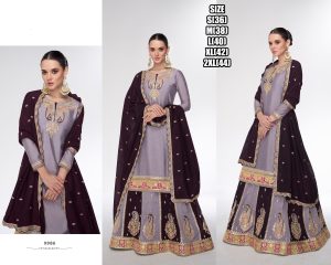 Women's Premium Silk Stitched Top With Skirt And Dupatta Embroidered Straight Kurta Dress, Indian And Pakistani Suit