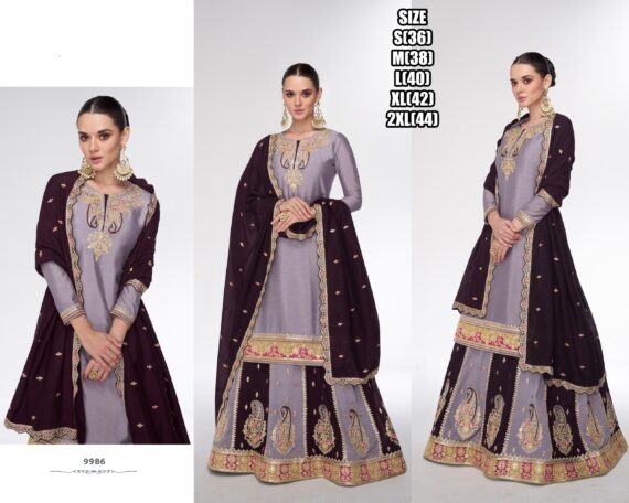 Women's Premium Silk Stitched Top With Skirt And Dupatta Embroidered Straight Kurta Dress, Indian And Pakistani Suit