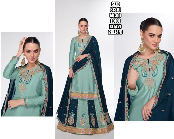 Women's Premium Silk Stitched Top With Skirt And Dupatta Embroidered Straight Kurta Dress, Indian And Pakistani Suit