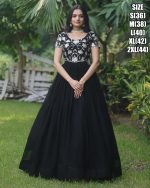 Faux Blooming With Coding Sequins Embroidered Party Wear Stitched Gown