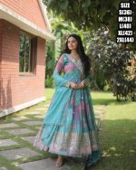 Presenting Our New Collection For Party Wear Russian Silk And Beautiful Neck Designs Gown With Dupatta