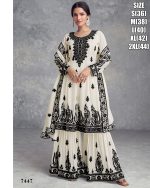 Anarkali Kurta Sarara Set With Embroidered Work Classic Style Festive Wear Women's Sarara Suit