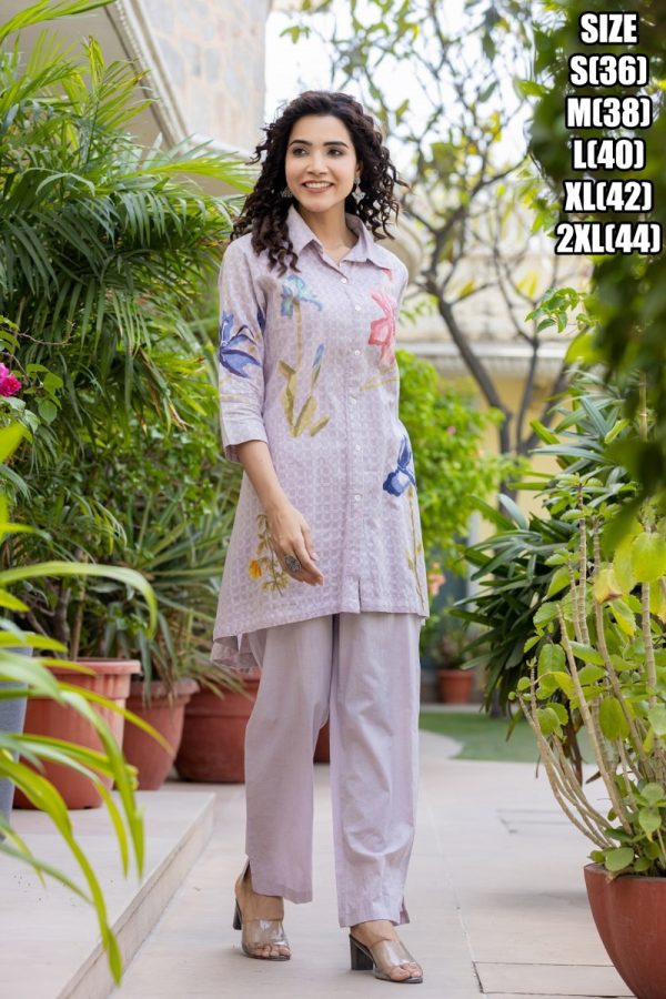 This Two Piece Set Includes Top And Pent, White Cotton Top With Turn Down Collar Neck Top With Pent