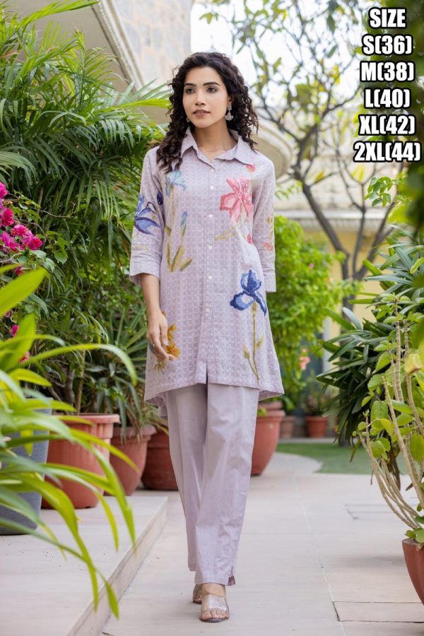 This Two Piece Set Includes Top And Pent, White Cotton Top With Turn Down Collar Neck Top With Pent