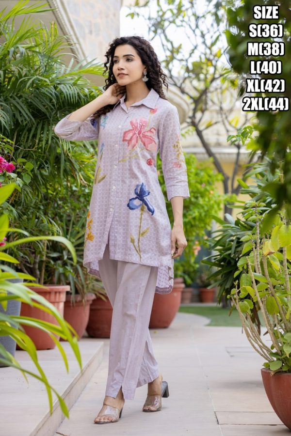 This Two Piece Set Includes Top And Pent, White Cotton Top With Turn Down Collar Neck Top With Pent