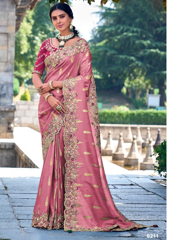 Wedding Wear Fancy Silk Designer Un-Stitch Saree With Blouse
