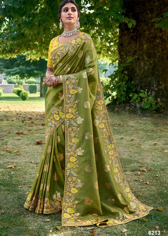 Wedding Wear Fancy Silk Designer Un-Stitch Saree With Blouse
