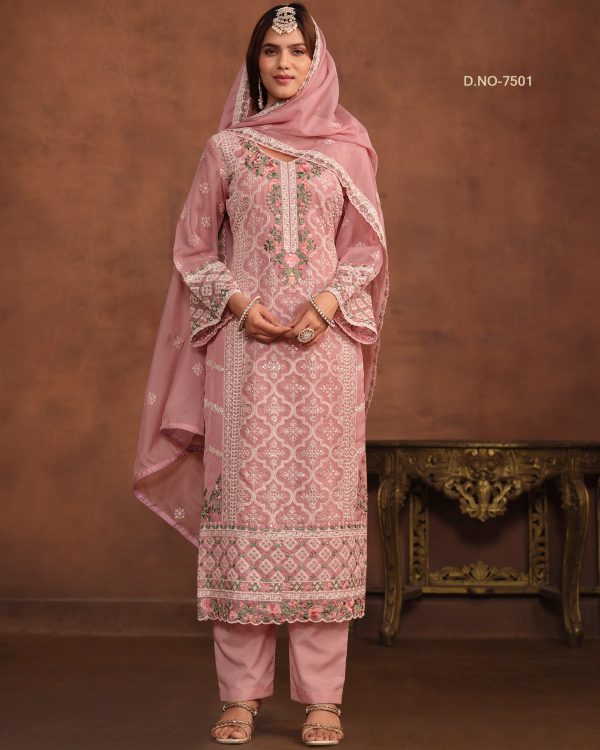 Women's Soft Organza Salwar Suit Set For Any Ceremony, Trendy Salwar Suit For Women