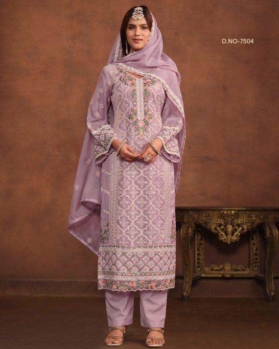 Women's Soft Organza Salwar Suit Set For Any Ceremony, Trendy Salwar Suit For Women