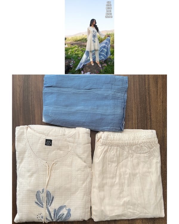 Floral Embroidered With Beautiful Handwork Pure Cotton Flair Kurti Set