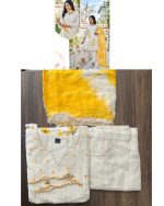 Floral Embroidered With Beautiful Handwork Pure Cotton Flair Kurti Set