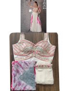 Three Piece Collection Wedding Wear Gerogette & Viscos Jacquard Silk Embroidered Shrug Set For Women