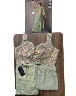 Three Piece Collection Wedding Wear Gerogette & Viscos Jacquard Silk Embroidered Shrug Set For Women