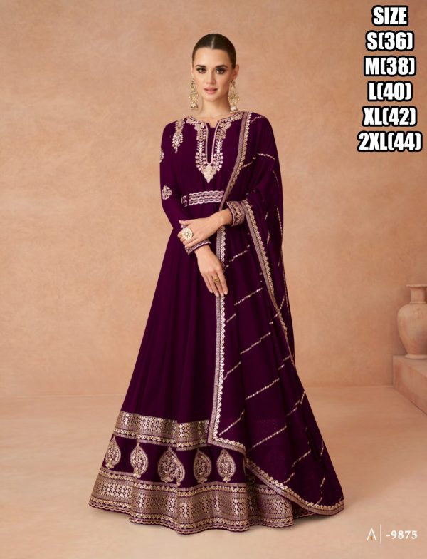 Embroidery Georgette Gown With Dupatta Set Ready To Wear For Wedding, Party And Any Occasions
