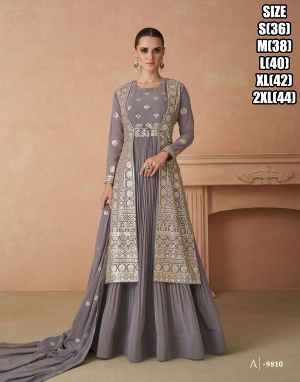 Embroidery Georgette Gown With Dupatta Set Ready To Wear For Wedding, Party And Any Occasions