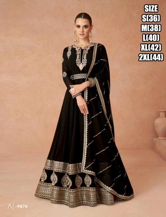 Embroidery Georgette Gown With Dupatta Set Ready To Wear For Wedding, Party And Any Occasions