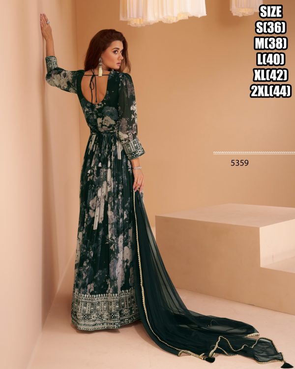 Ethnicrang Embroidered Georgette Exclusive Designer Anarkali Gown With Net Dupatta