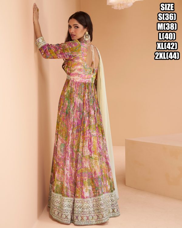 Ethnicrang Embroidered Georgette Exclusive Designer Anarkali Gown With Net Dupatta