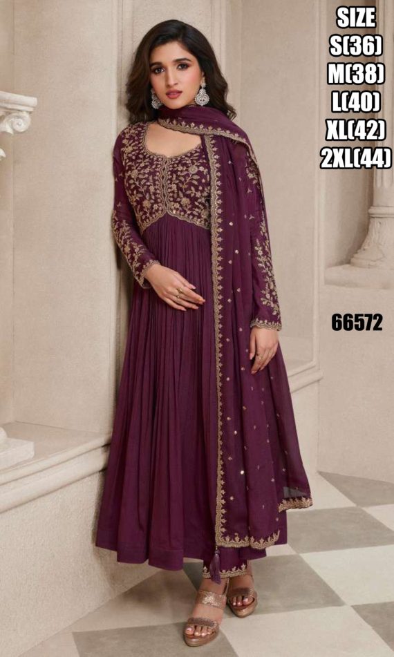 Latest Trending Occasional Wear Chinon Embroidery Worked Stitched Kurti With Pant & Dupatta
