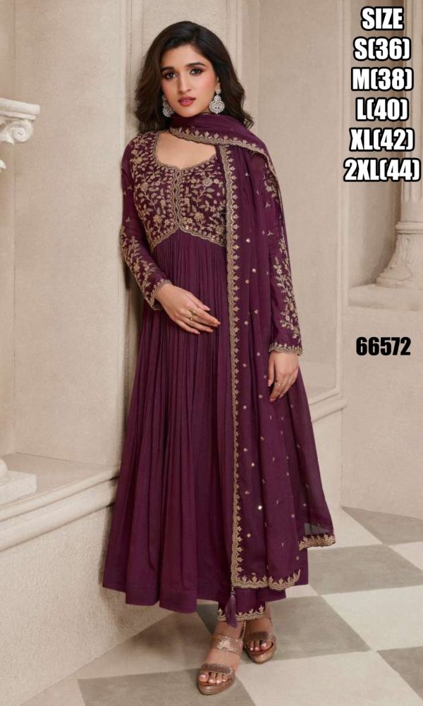 Latest Trending Occasional Wear Chinon Embroidery Worked Stitched Kurti With Pant & Dupatta