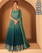 Women's Georgette Solid Floor Length Anarkali Gown With Embroidered Dupatta Set