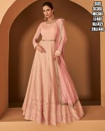 Women's Georgette Solid Floor Length Anarkali Gown With Embroidered Dupatta Set