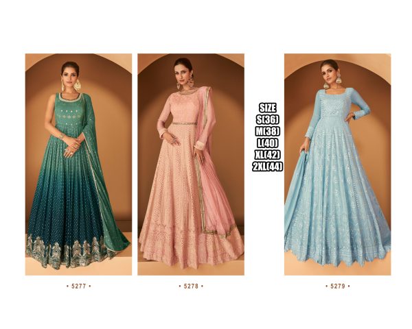 Women's Georgette Solid Floor Length Anarkali Gown With Embroidered Dupatta Set