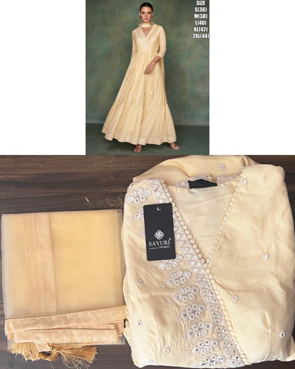 Beautiful Festive Wear Flair Anarkali Type Outfit In Silk With Embroidery Work