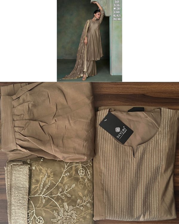 Beautiful Festive Wear Flair Anarkali Type Outfit In Silk With Embroidery Work